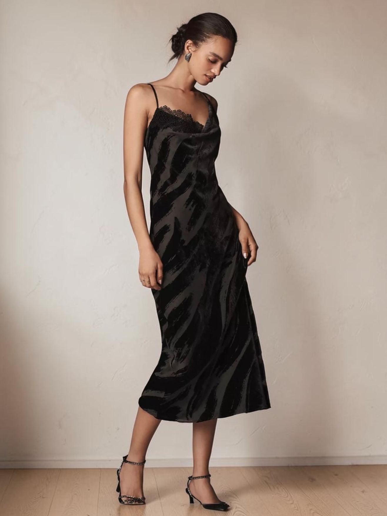 Black Satin Lace-Trim Slip Dress - Women Intimates & Sleepwear